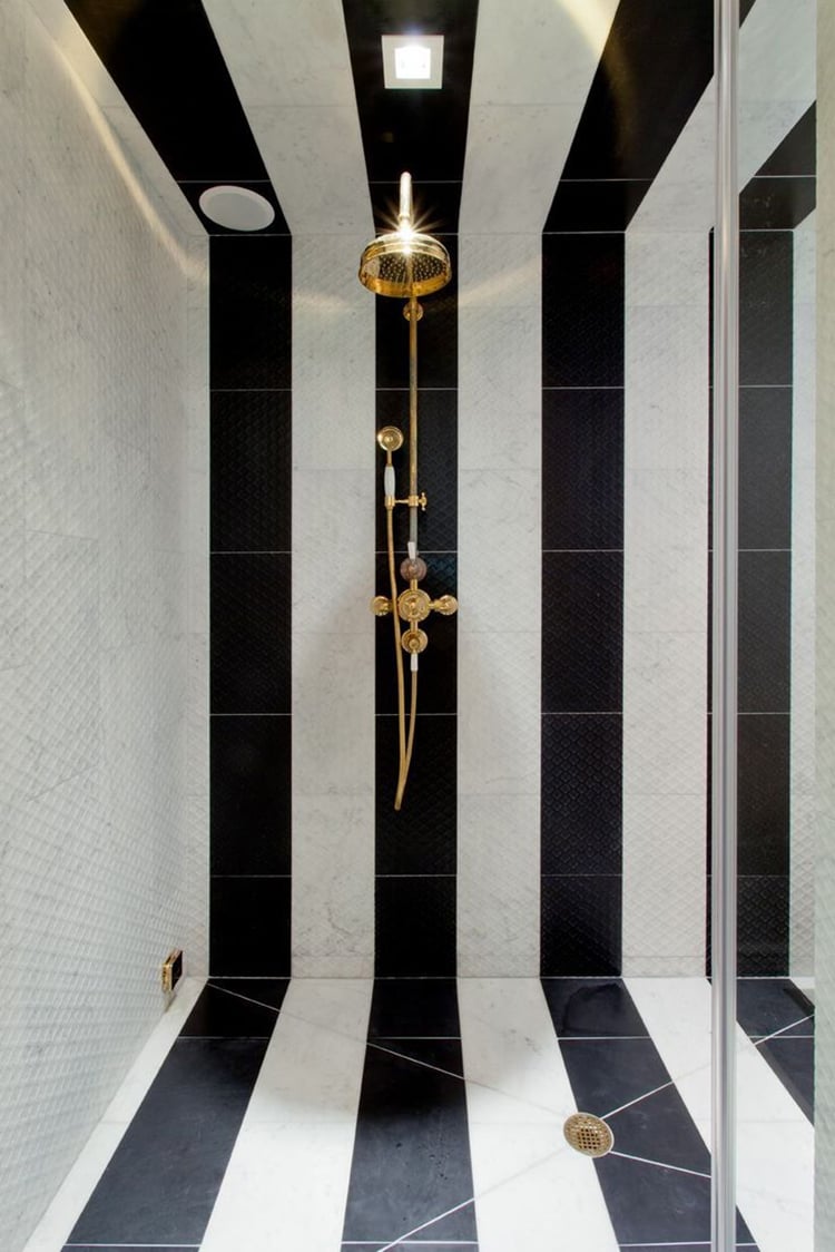 Black and white and gold bathrooms